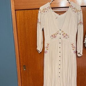 Embroidered Cream Dress free people